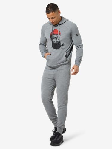 Preview: SN Super Natural M FAV SAILOR HOODIE - cashmere grey mela/jet blk/high risk red
