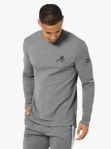 SN Super Natural M TONI BRUSH LS - cashmere grey melange/jet blk/fresh wht
