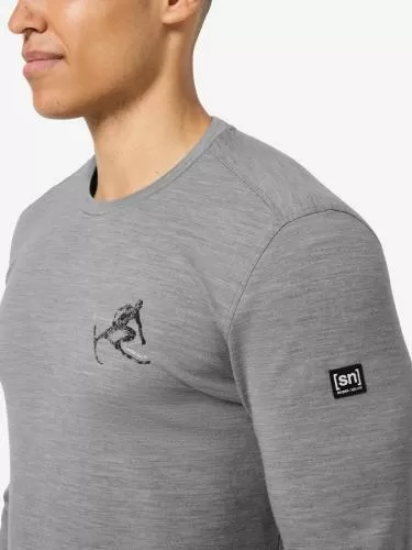 SN Super Natural M TONI BRUSH LS - cashmere grey melange/jet blk/fresh wht