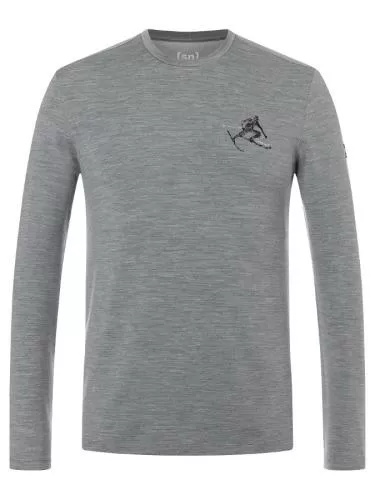 SN Super Natural M TONI BRUSH LS - cashmere grey melange/jet blk/fresh wht
