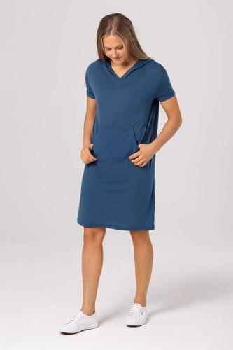Preview: SN Super Natural W HOODED DRESS - Dark Denim