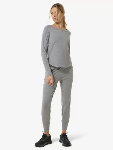 SN Super Natural W LITTLE HEARTWOOD CREW - cashmere grey melange/dark shadow glitte