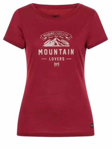 SN Super Natural W MOUNTAIN LOVER TEE - RumbaRed/OystGrey