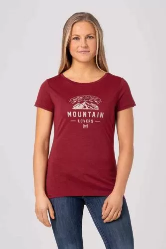 SN Super Natural W MOUNTAIN LOVER TEE - RumbaRed/OystGrey