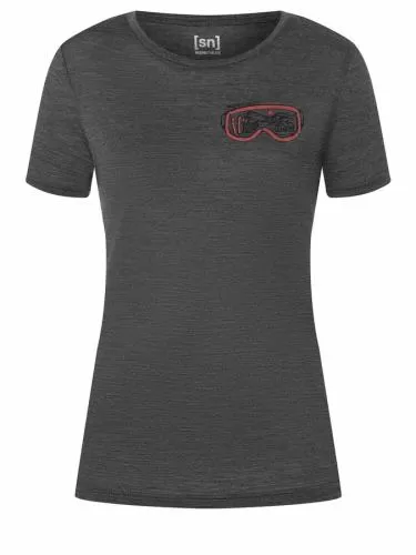 SN Super Natural W GOGGLE TEE - pi gry m/blk/a re