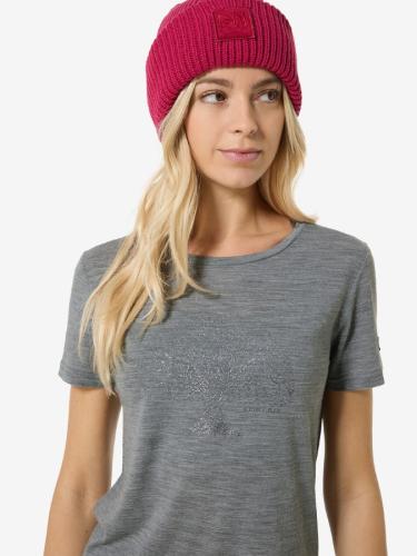Preview: SN Super Natural W TREE OF KNOWLEDGE TEE - cashmere grey melange/dark shadow glitte