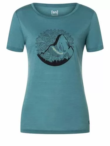 SN Super Natural W MOUNTAIN MANDALA TEE - hydr m/p gry/gold