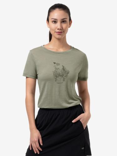 Preview: SN Super Natural W FLOWERHANDS TEE - d.sage/blk ink/co
