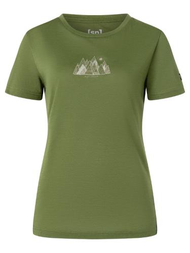 Preview: SN Super Natural W TOP MOUNTAIN ART TEE TOP MOUNTAIN ART TEE - chive/vintage khaki melange/white stone