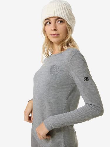 Preview: SN Super Natural W LITTLE HEARTWOOD LS - cashmere grey melange/dark shadow glitte