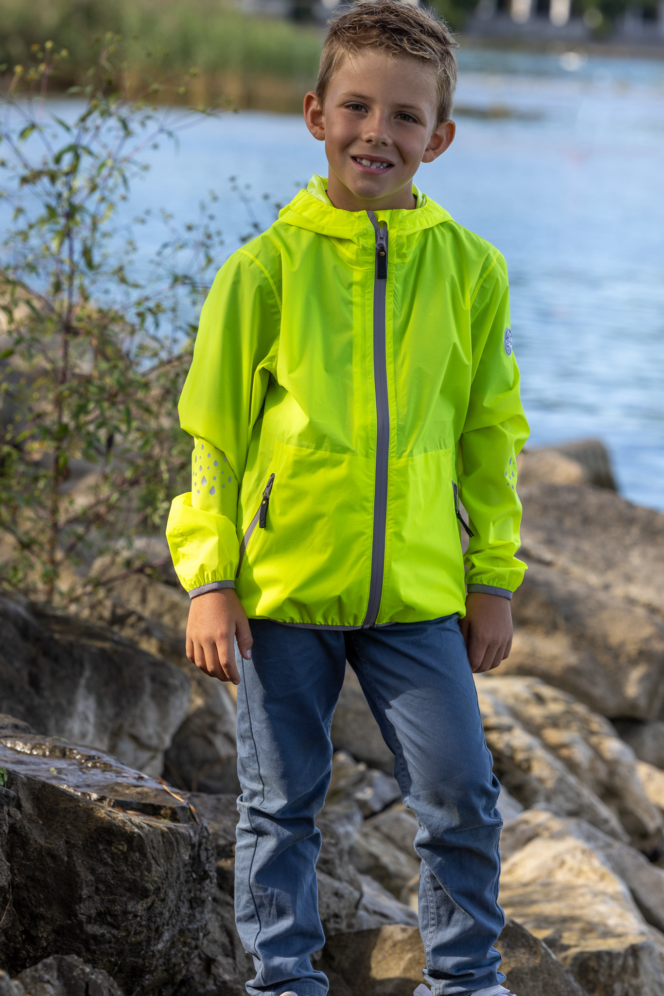rukka Stina Kinder Regenjacke fluorescent lemon