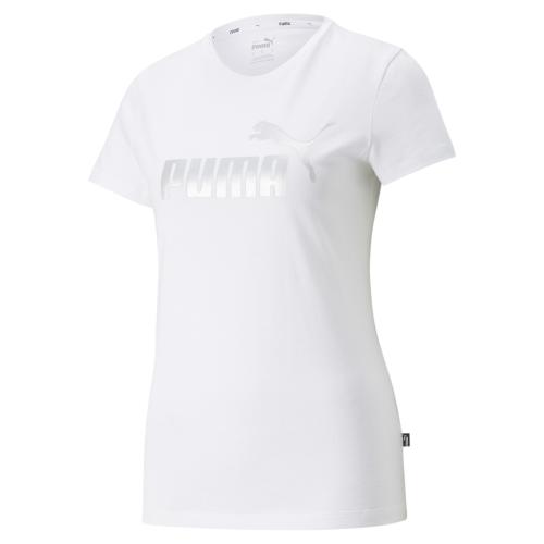 Puma ESS+ Metallic Logo Tee - Puma White-silver metallic (Grösse: L)