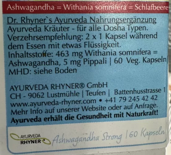Ashwagandha Strong von Dr. Rhyner Ayurveda