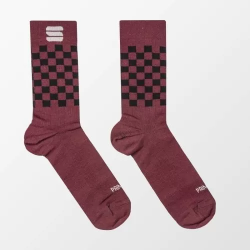 Sportful Checkmate Winter Socks - red wine/black