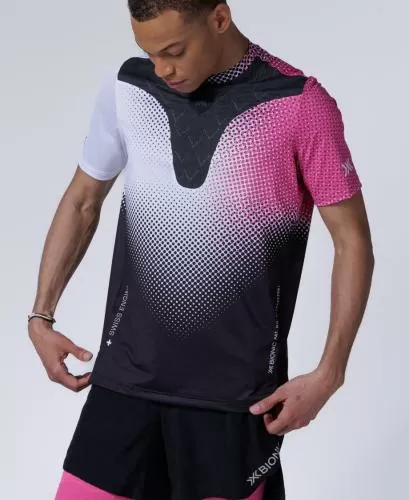 X-BIONIC Men CoreFusion Run Shirt SH SL - dot fade/white/neo pink