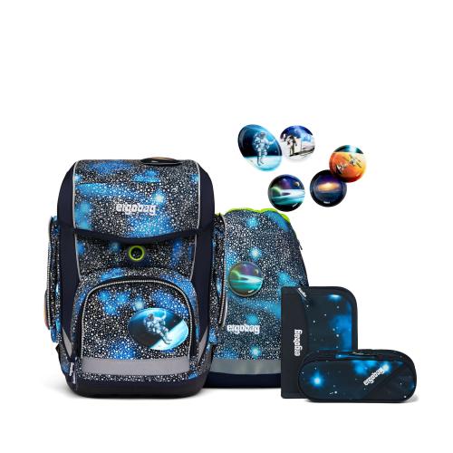 Ergobag Schulrucksack Cubo Bär Anhalter Glow, 5-tlg.