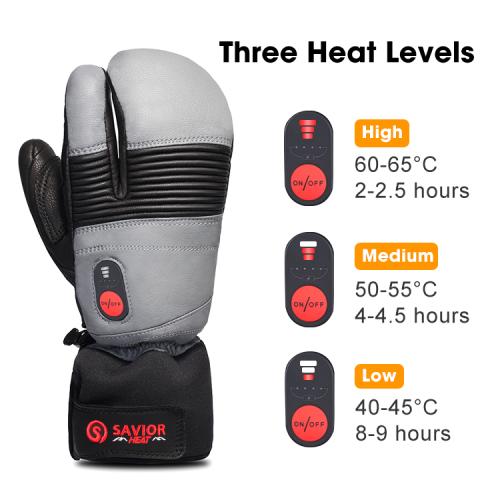 Savior heated fist leather glove SHGS03 - grey