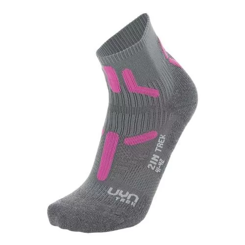 UYN Woman Trekking 2In Low Cut Socks - mid grey/pink