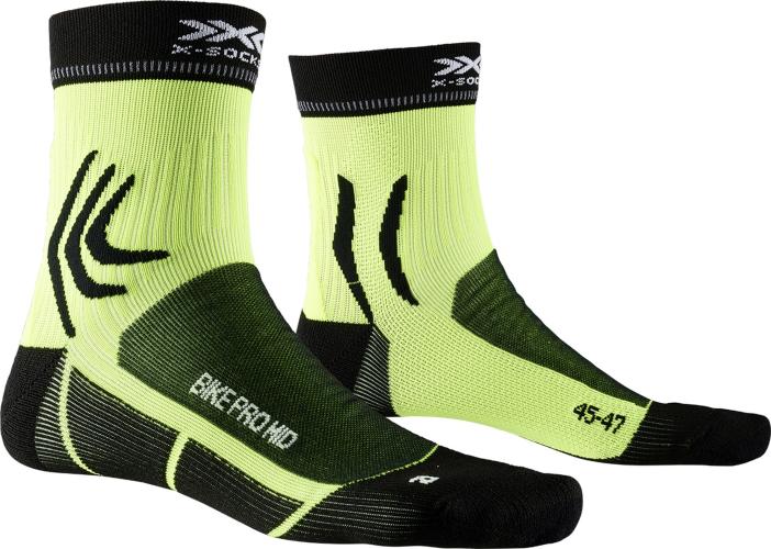 X-SOCKS Bike Pro mid Unisex - opal black / phyton yellow (Grösse: 45-47)