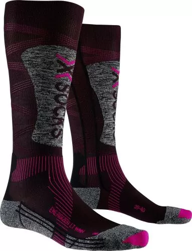 X-SOCKS Ski Energizer LT 4.0 Damen - black / fluo pink / stone grey melange
