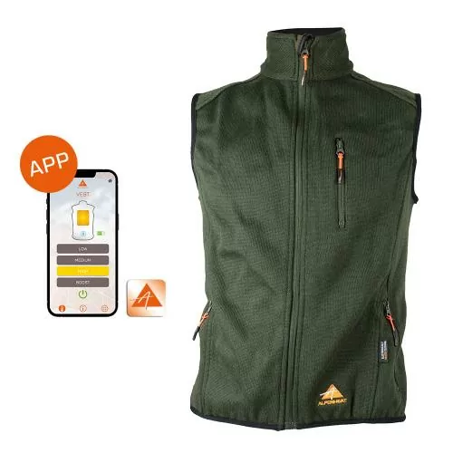 Alpenheat FirePerformance beheizte Fleece-Weste APP - grün meliert