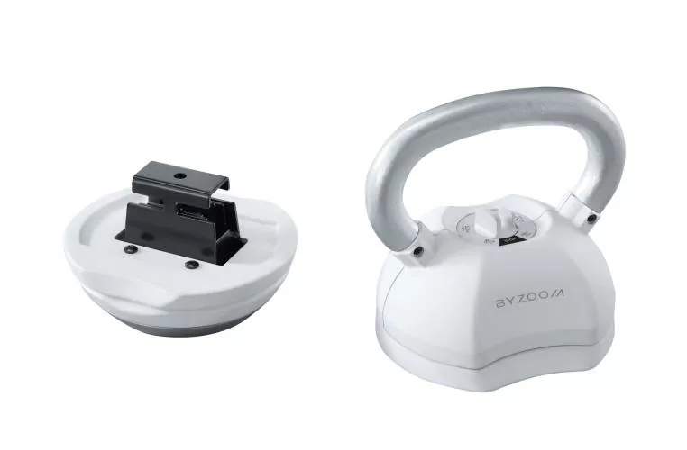 Byzoomfitness Pure Series 18.1Kg verestellbare Kettlebell weiss - schwarz