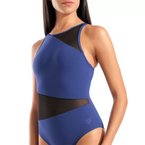 Arena Damen Arena Mesh Angle Swimsuit Vent Back B BLAU