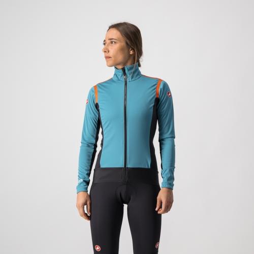 Castelli Alpha RoS 2 W Light Jacket - Teal Blue/Black-Fiery Red