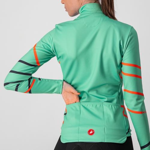 Castelli Diagonal Jersey FZ - Jade Green/Brilliant Pink-Dark Steel Blue