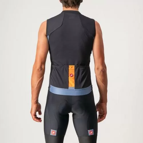 Castelli Entrata VI Sleeveless - Light Black/Light Steel Blue-Pop Orange