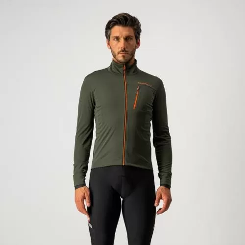 Castelli Go Jacket - Military Green/Fiery Red