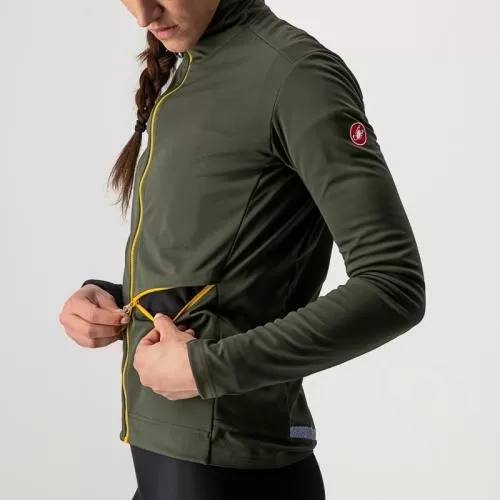 Castelli Go W Jacket - Military Green/Fiery Red/Saffron