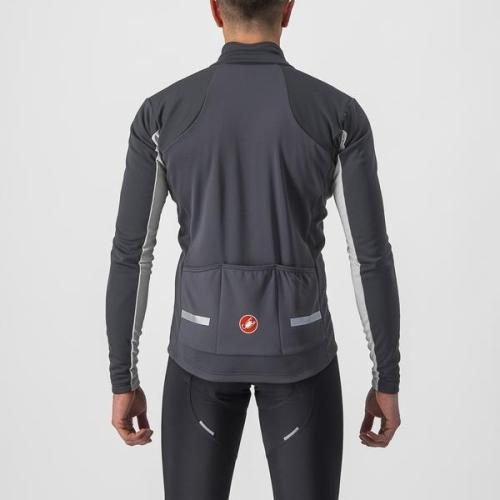 Castelli Mortirolo 6s Jacket - Dark Gray/Silver Gray-Red Reflex