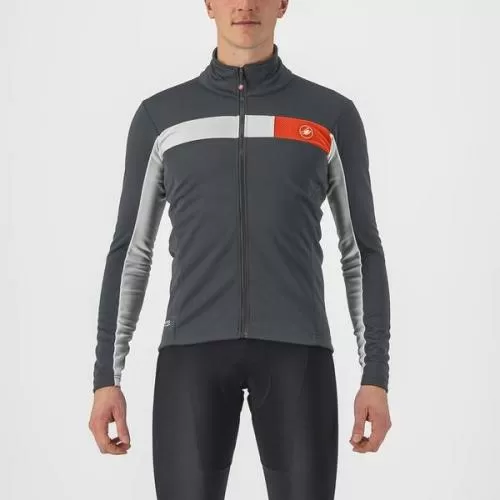 Castelli Mortirolo 6s Jacket - Dark Gray/Silver Gray-Red Reflex