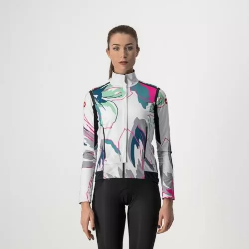 Castelli Perfetto RoS W Long Sleeve - Silver Gray/Teal Blue-Flowers