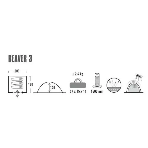High Peak Zelt Beaver 3 camouflage - grau weiss