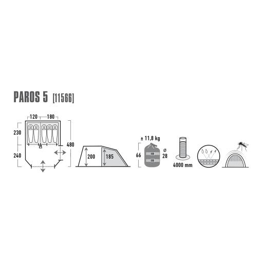 High Peak Family tent Paros 5 - grey