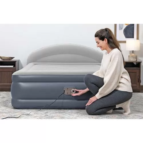 Bestway Doppelluftbett mit LoungeLux Kop fteil und integrierter Elektropumpe - blau