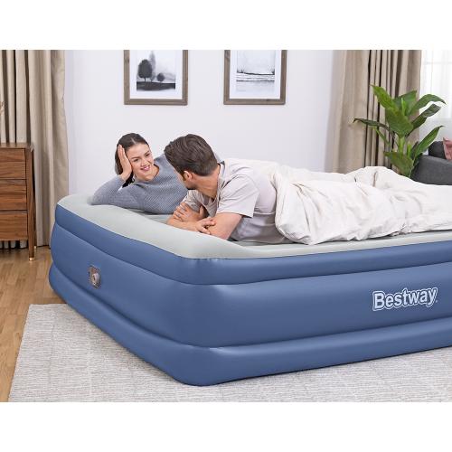 Bestway Tritech Kingsize-Luftbett mit in tegrierter Elektropumpe 203x193x56 cm - blau grau
