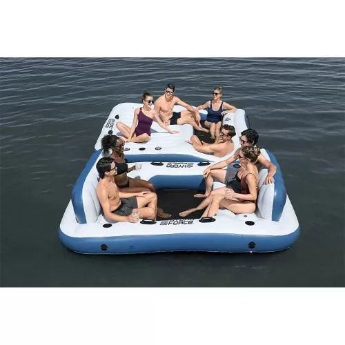 Bestway Hydro Force Bloc Party 8-Person Modular Inflatable Island - white blue