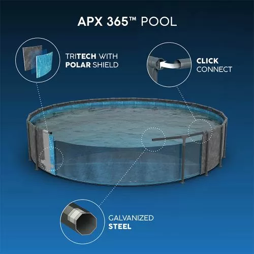 Bestway APX365 Winterfestes Pool Komplet t-Set mit Sandfilteranlage 610 x 132 cm - grau