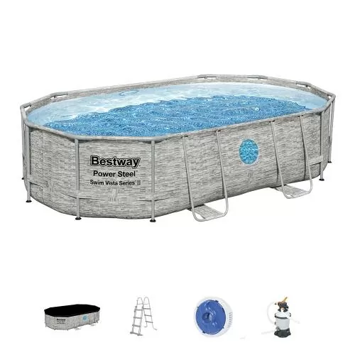 Bestway Power Steel Swim Vista Series II Above Ground Pool Set 488x305x107 cm - grey