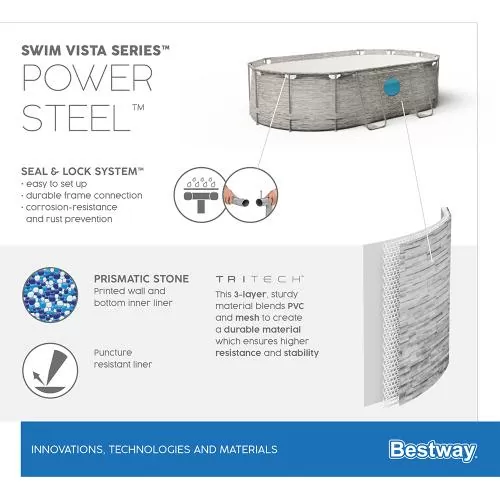 Bestway Power Steel Swim Vista Series II Above Ground Pool Set 488x305x107 cm - grey