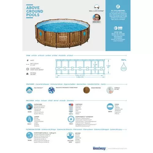 Bestway Power Steel Swim Vista Series II Above Ground Pool Set 549 x 122 cm - brown