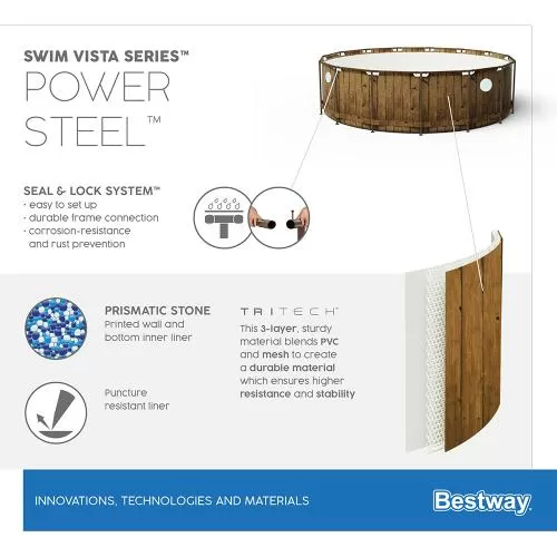Bestway Power Steel Swim Vista Series II Above Ground Pool Set 549 x 122 cm - brown