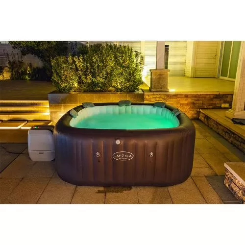 Bestway Lay-Z-Spa Maldives Energy-Efficient Smar t HydroJet Pro Inflatable Hot Tub w. App - brown