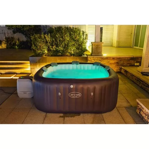 Bestway Lay-Z-Spa Maldives Energy-Efficient Smar t HydroJet Pro Inflatable Hot Tub w. App - brown