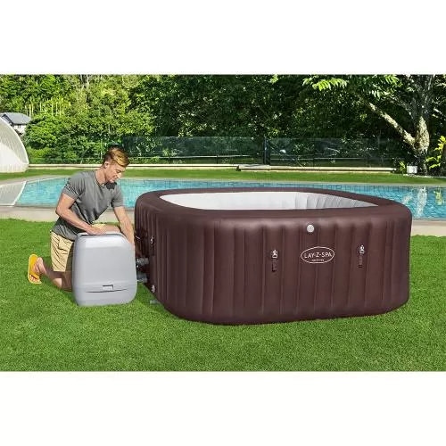 Bestway Lay-Z-Spa Maldives Energy-Efficient Smar t HydroJet Pro Inflatable Hot Tub w. App - brown