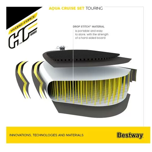 Bestway Hydro-Force Aqua Cruise Tech Inflatable Stand-Up Paddleboard Set 3.20 m - white yellow