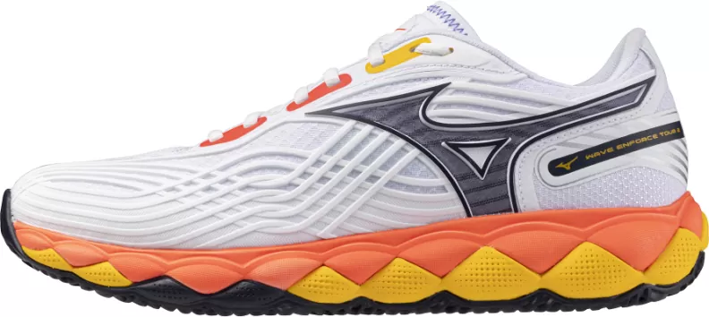 Mizuno Sport WAVE ENFORCE TOUR 2 CC Tennis - white/fiery coral 2/citrus